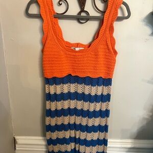 Zara Orange and Blue Striped Mini Dress